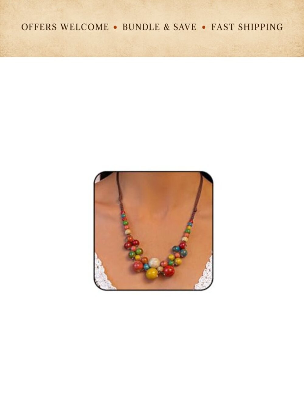 Boho Ceramic Beaded Necklace Hippie Geometric Strand Statement Choker